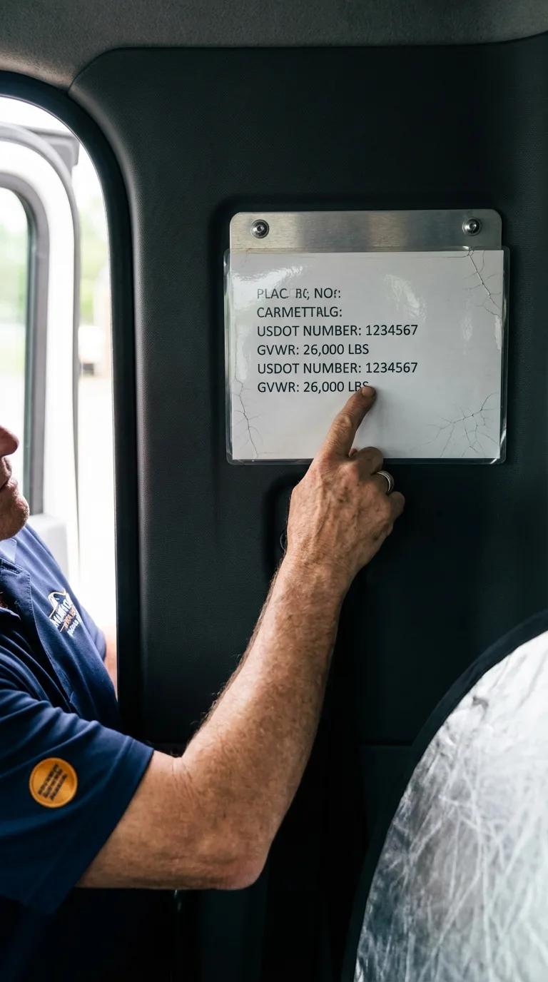 USDOT licensing placard verification in New Paris